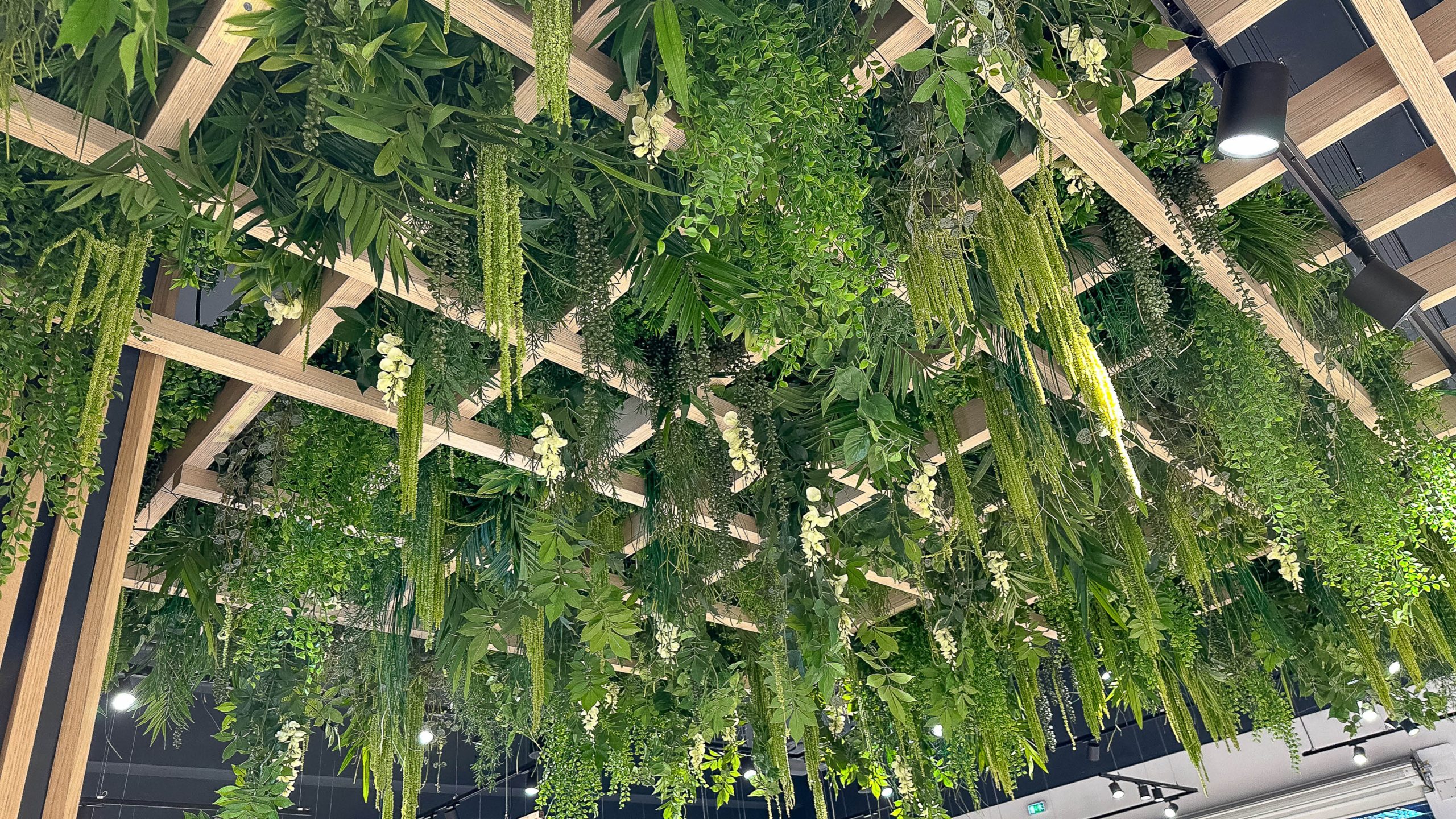 Éléments décoratifs et végétaux intégrés dans l’espace nature pour créer un univers photogénique et accueillant.