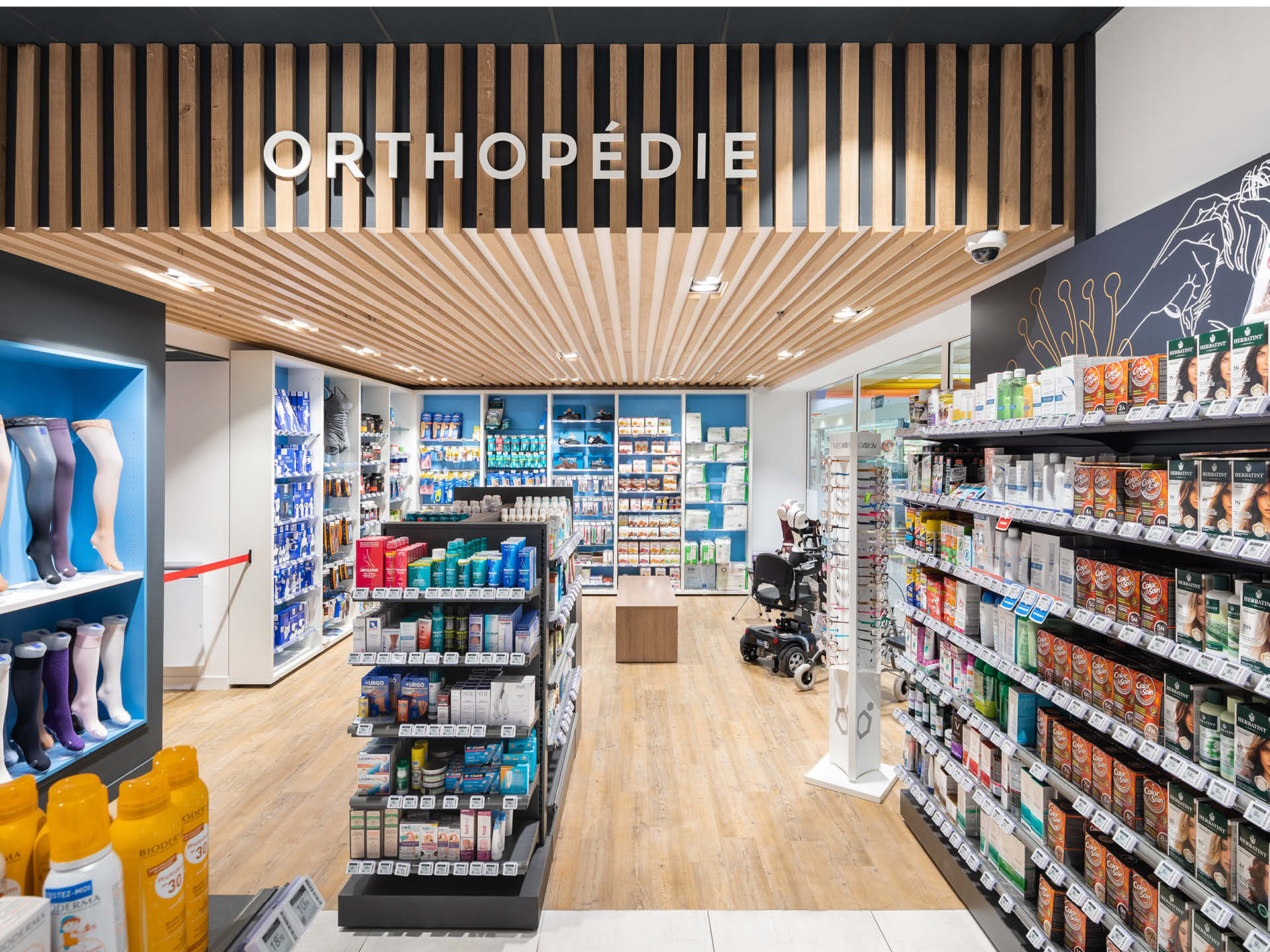 Orthopédie — zones différenciées par des matériaux et teintes spécifiques pour un repérage clair.
