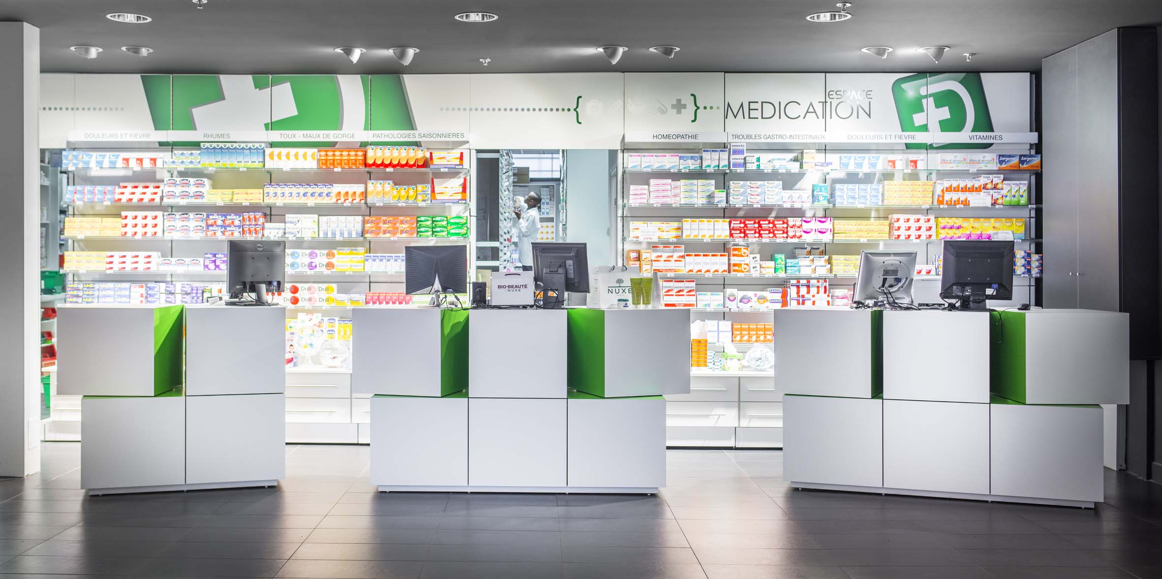Vue qui représente un comptoir de la gamme Pixel créé par Mobil M